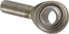 Made in USA - 3/4" ID, 1-3/4" Max OD, 7,512 Lb Max Static Cap, Plain Male Spherical Rod End - 3/4-16 RH, Stainless Steel with Stainless Steel Raceway - First Tool & Supply