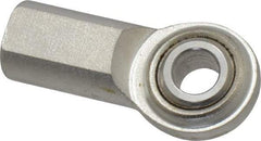 Made in USA - 3/8" ID, 1" Max OD, 3,080 Lb Max Static Cap, Plain Female Spherical Rod End - 3/8-24 RH, Stainless Steel with Stainless Steel Raceway - First Tool & Supply