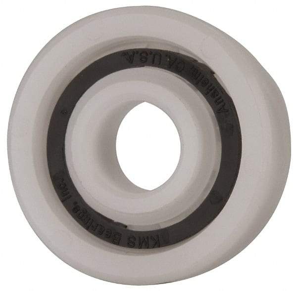 Made in USA - 3/8" Bore Diam, 1-1/8" OD, Open Plastic Race Radial Ball Bearing - 3/8" Wide, 1 Row, Round Bore, 43 Lb Static Capacity, 55 Lb Dynamic Capacity - First Tool & Supply