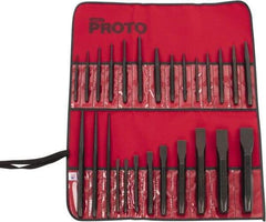 Proto - 26 Piece Punch & Chisel Set - 1/4 to 1-3/16" Chisel, 3/32 to 1/4" Punch, Hex Shank - First Tool & Supply