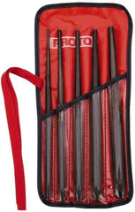 Proto - 5 Piece, 1/8 to 5/16", Drift Punch Set - Hex Shank, Steel, Comes in Tool Roll - First Tool & Supply