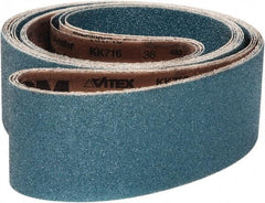 VSM - 1/4" Wide x 24" OAL, 36 Grit, Zirconia Alumina Abrasive Belt - Zirconia Alumina, Coarse, Coated, X Weighted Cloth Backing, Wet/Dry, Series ZK713X - First Tool & Supply