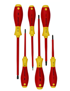 Insulated Screwdrivers Slotted 4.5; 6.5mm Phillips #1; 2. Square #1; 2. 6 Piece Set - First Tool & Supply