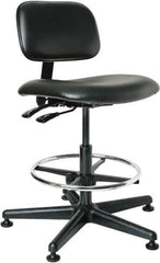 Bevco - 19-1/2 to 27" High Adjustable Height Swivel Stool - 27" Wide x 27" Deep, Vinyl Seat, Black - First Tool & Supply