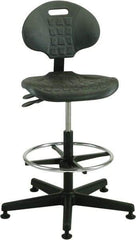 Bevco - 21 to 31" High Adjustable Height Swivel Stool - 27" Wide x 27" Deep, Polyurethane Seat, Black - First Tool & Supply