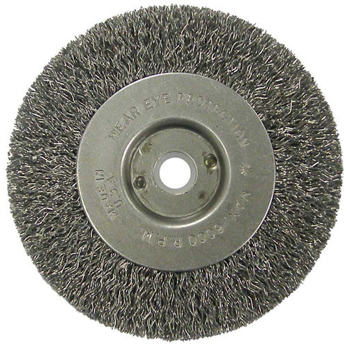 Vortec Pro 4″ Crimped Wire Wheel, .014″ Steel Fill, Narrow Face, 1/2″-3/8″ Arbor Hole - First Tool & Supply