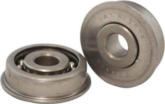 USDI - 1 Row, 1-1/8" OD, 3/8" Bore Diam, Round Open Conveyor Roller Bearing - 80 Lb Capacity, 550 Max RPM, with Flange, Steel with Steel Housing - First Tool & Supply