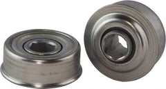 USDI - 1 Row, 2.265" OD, 11/16" Hex Single Seal Conveyor Roller Bearing - 425 Lb Capacity, 550 Max RPM, with Flange, Steel with Zinc Housing - First Tool & Supply