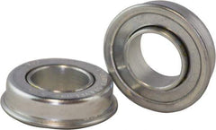 USDI - 1 Row, 1-3/8" OD, 1/2" Bore Diam, Round Double Seal Conveyor Roller Bearing - 180 Lb Capacity, 550 Max RPM, with Flange, Steel with Zinc Housing - First Tool & Supply