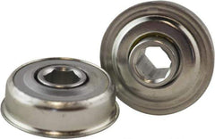 USDI - 1 Row, 1-1/2" OD, 7/16" Hex Double Seal Conveyor Roller Bearing - 145 Lb Capacity, 550 Max RPM, with Flange, Steel with Zinc Housing - First Tool & Supply