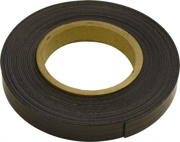 Mag-Mate - 300" Long x 1" Wide x 1/32" Thick Flexible Magnetic Strip - 8 Lb Max Pull Force, 4 Linear Ft/Lb Magnetic Pull Force, Plain Back, Dark Brown - First Tool & Supply