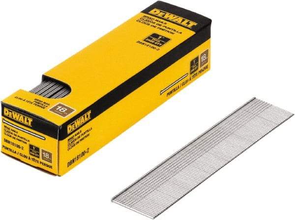 DeWALT - 18 Gauge 1" Long Brad Nails for Power Nailers - Steel, Bright Finish, Smooth Shank, Straight Stick Collation, Brad Head, Chisel Point - First Tool & Supply