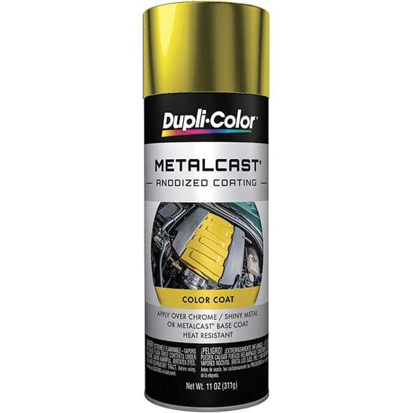 Dupli-Color - 11 oz Yellow Anodized Automotive Heat Resistant Paint - Metallic Finish, 500°F Max Temp, Comes in Aerosol Can - First Tool & Supply