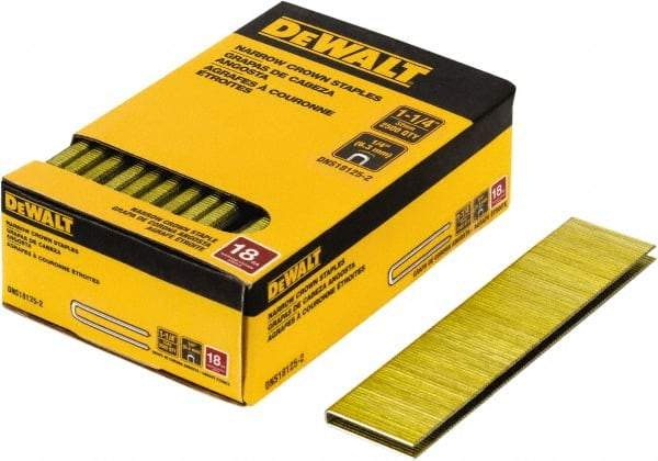 DeWALT - 1-1/4" Long x 1/4" Wide, 18 Gauge Crowned Construction Staple - Steel, Copper Finish, Chisel Point - First Tool & Supply