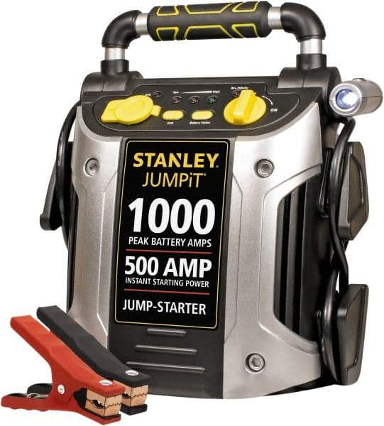 Stanley - 12 Volt Jump Starter with Inflator - 500 Amps, 1,000 Peak Amps - First Tool & Supply