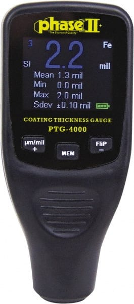 Phase II - Coating Thickness Gages Maximum Thickness Measurement (mil): 50.00 Minimum Thickness Measurement (mil): 0.10 - First Tool & Supply