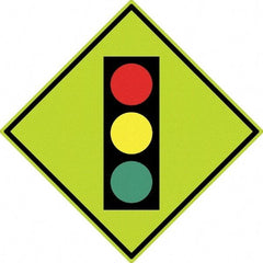 NMC - "Stop Light", 30" Wide x 30" High, Aluminum Traffic Control Signs - 0.08" Thick, Black, Red, Yellow, Green, Diamond Grade Reflectivity, Diamond, Post Mount - First Tool & Supply