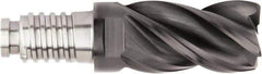 Kennametal - 1" Diam, 1-1/2" LOC, 4 Flute, 0.02" Corner Chamfer End Mill Head - Solid Carbide, AlTiN Finish, Duo-Lock 25 Connection, Spiral Flute, 37 & 39° Helix, Centercutting - First Tool & Supply