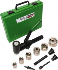 Greenlee - 19 Piece, .885 to 2.416" Punch Hole Diam, Hydraulic Knockout Set - Round Punch, 10 Gage Steel - First Tool & Supply