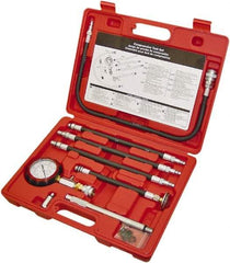 Lang - 8 Piece Dial Engine Compression Test Kit - 300 Max Pressure, 0 to 300 PSI (0 to 21 Kg/cm2) Scale - First Tool & Supply