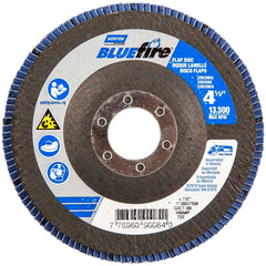 Norton - 4-1/2" 80 Grit 7/8" Center Hole Type 27 Zirconia Alumina Flap Disc - First Tool & Supply