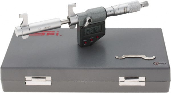 SPI - 3 to 4" Range, 0.00005" Resolution, Ratchet Stop Thimble, Electronic Inside & Tubular Micrometer - First Tool & Supply