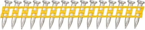 DeWALT - 9 Gauge 0.145" Shank Diam 3/4" Long Concrete Nails for Power Nailers - Steel, Zinc Finish, Smooth Shank, Angled Stick Plastic Collation, Round Head - First Tool & Supply