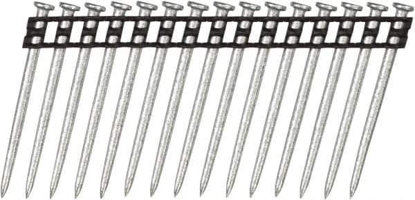 DeWALT - 10 Gauge 0.137" Shank Diam 2-1/4" Long Concrete Nails for Power Nailers - Steel, Zinc Finish, Smooth Shank, Angled Stick Plastic Collation, Round Head - First Tool & Supply