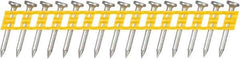 DeWALT - 13 Gauge 0.102" Shank Diam 1" Long Concrete Nails for Power Nailers - Steel, Zinc Finish, Smooth Shank, Angled Stick Plastic Collation, Round Head - First Tool & Supply