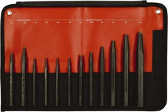 Mayhew - 12 Piece, 3/32 to 3/8", Center & Prick Punch Set - Hex Shank, Steel, Comes in Kit Bag - First Tool & Supply