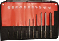 Mayhew - 11 Piece, 1.5 to 12mm, Pilot & Pin Punch Set - Hex Shank, Steel, Comes in Kit Bag - First Tool & Supply