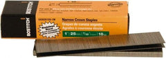 Stanley Bostitch - 1" Long x 7/32" Wide, 18 Gauge Narrow Crown Construction Staple - Steel, Chisel Point - First Tool & Supply