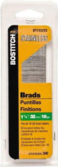 Stanley Bostitch - 18 Gauge 0.05" Shank Diam 1-1/4" Long Brad Nails for Power Nailers - Stainless Steel, Ring Shank, Straight Stick Adhesive Collation, Brad Head, Chisel Point - First Tool & Supply