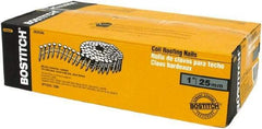 Stanley Bostitch - 13 Gauge 1" Long Roofing Nails for Power Nailers - Steel, Galvanized Finish, Smooth Shank, Coil Wire Collation, Round Head, Diamond Point - First Tool & Supply