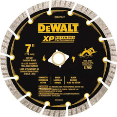 DeWALT - 7" Diam, 5/8" Arbor Hole Diam, 14 Tooth Wet & Dry Cut Saw Blade - Diamond Matrix, Fast Cutting Action, Standard Round Arbor - First Tool & Supply