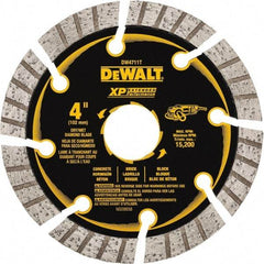 DeWALT - 4" Diam, 7/8" Arbor Hole Diam, 8 Tooth Wet & Dry Cut Saw Blade - Diamond Matrix, Fast Cutting Action, Standard Round Arbor - First Tool & Supply