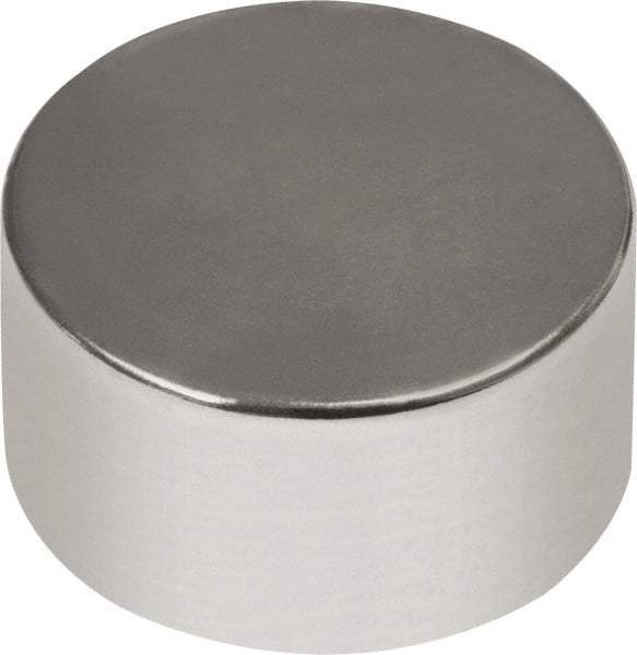 Mag-Mate - 3/8" Diam x 1/4" High Neodymium Rare Earth Magnet - 6.86 Lb Max Capacity, 180°F Max, Nickel Plated - First Tool & Supply