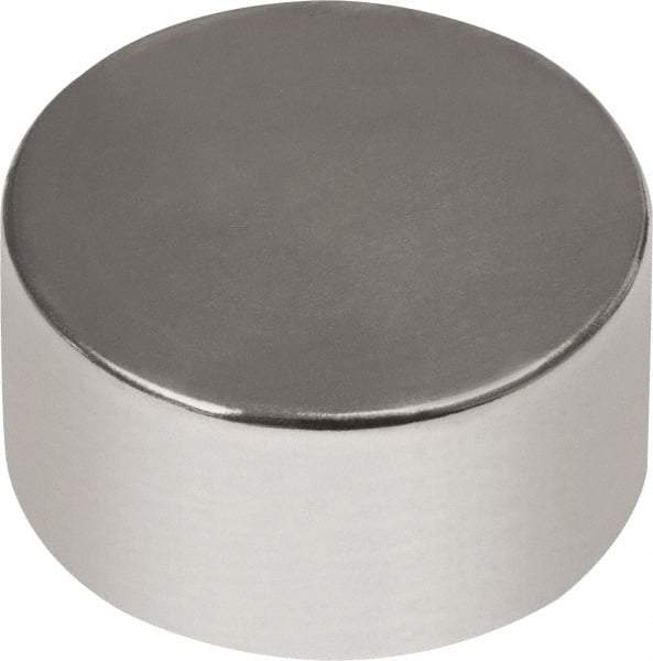 Mag-Mate - 1/4" Diam x 1/8" High Neodymium Rare Earth Magnet - 2.3 Lb Max Capacity, 180°F Max, Nickel Plated - First Tool & Supply