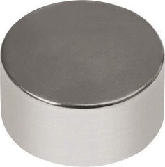 Mag-Mate - 1/4" Diam x 1/8" High Neodymium Rare Earth Magnet - 2.3 Lb Max Capacity, 180°F Max, Nickel Plated - First Tool & Supply