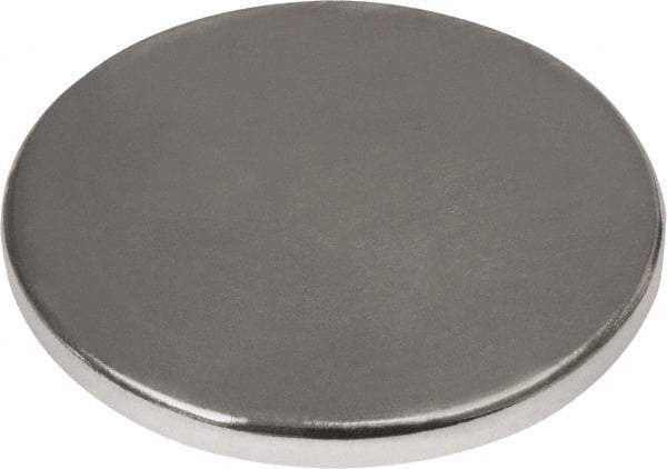 Mag-Mate - 3/4" Diam x 1/16" High Neodymium Rare Earth Magnet - 15.3 Lb Max Capacity, 180°F Max, Nickel Plated - First Tool & Supply