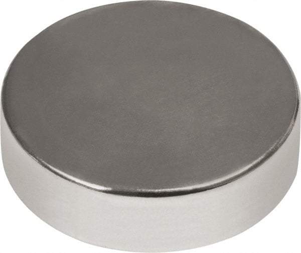 Mag-Mate - 1/2" Diam x 3/16" High Neodymium Rare Earth Magnet - 11.5 Lb Max Capacity, 180°F Max, Nickel Plated - First Tool & Supply