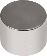 Mag-Mate - 1/2" Diam x 1/2" High Neodymium Rare Earth Magnet - 14.66 Lb Max Capacity, 180°F Max, Nickel Plated - First Tool & Supply