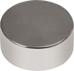 Mag-Mate - 1/2" Diam x 13/64" High Neodymium Rare Earth Magnet - 9.49 Lb Max Capacity, 180°F Max, Nickel Plated - First Tool & Supply