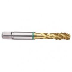 M10x1.5 6H 3-Flute Cobalt Green Ring Semi-Bottoming 40 degree Spiral Flute Tap-TiN - First Tool & Supply