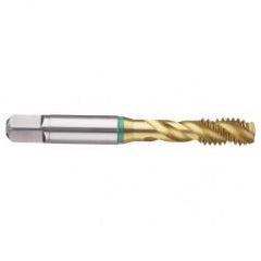 M18x2.5 6H 4-Flute Cobalt Green Ring Semi-Bottoming 40 degree Spiral Flute Tap-TiN - First Tool & Supply