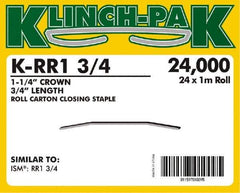 Klinch-Pak - 3/4" Long x 1-1/4" Wide, 0 Gauge Wide Crown Construction Staple - Steel, Copper Finish, Chisel Point - First Tool & Supply