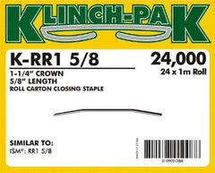 Klinch-Pak - 5/8" Long x 1-1/4" Wide, 0 Gauge Wide Crown Construction Staple - Steel, Copper Finish, Chisel Point - First Tool & Supply