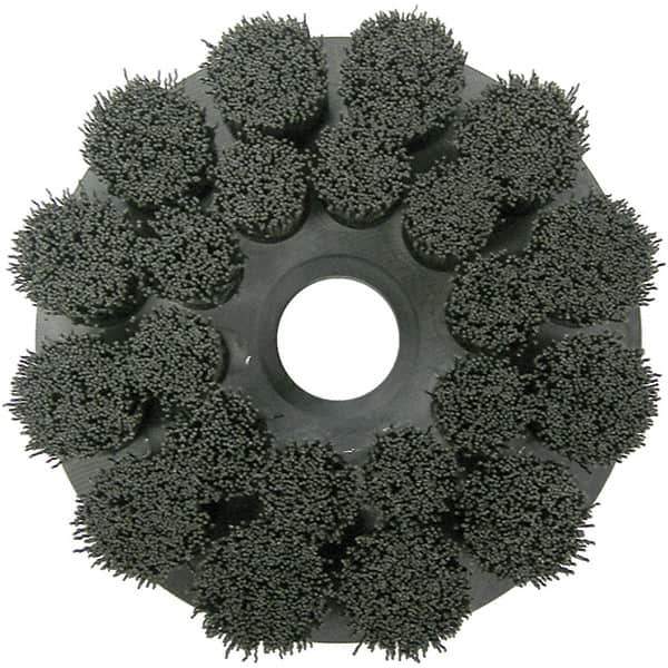 Weiler - 6" 120 Grit Ceramic Crimped Disc Brush - Fine Grade, Drive Arbor Connector, 1-1/2" Trim Length, 1-1/4" Arbor Hole - First Tool & Supply