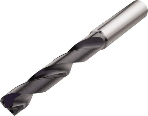 Seco - 15/32" 140° Solid Carbide Jobber Drill - TiAlN Finish, Right Hand Cut, Spiral Flute, Straight Shank, 118mm OAL, Cone Relief Point - First Tool & Supply