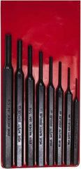 Mayhew - 8 Piece, 1/16 to 5/16", Pro Pin Punch Kit - Round Shank, Steel, Comes in Pouch - First Tool & Supply